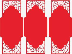 矢量传统图案-红色装饰花纹文化墙